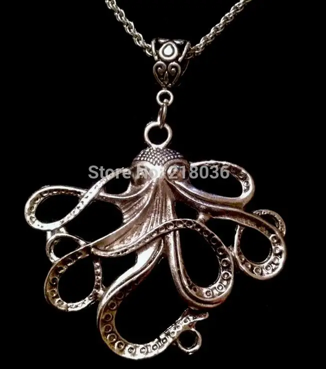 Винтаж серебро стимпанк больших ожерелья с осьминогом подвески заявление