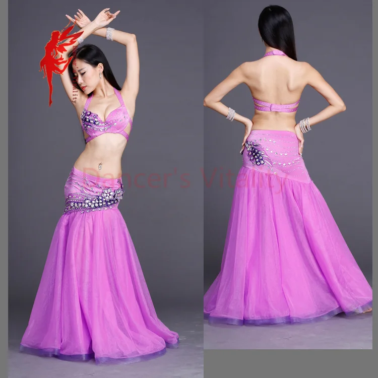 

Rhinestones crystal belly dance suit! Adult/kids performance show belly dance set senior 2pcs handmade belly dance satin set