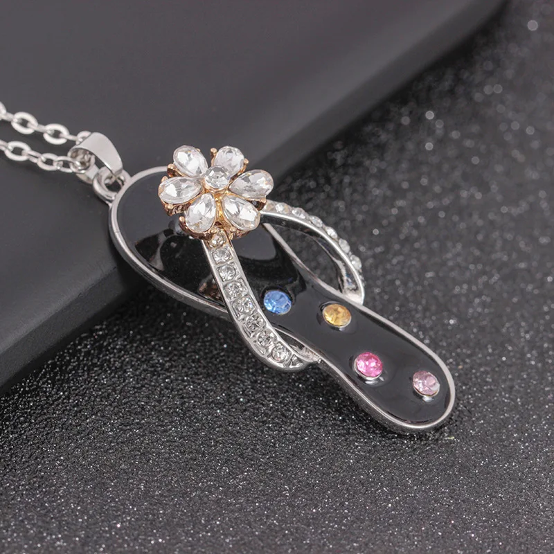 Модные женские туфли флип-флоп Подвески Цепочки и ожерелья s Charm цветок кристалл