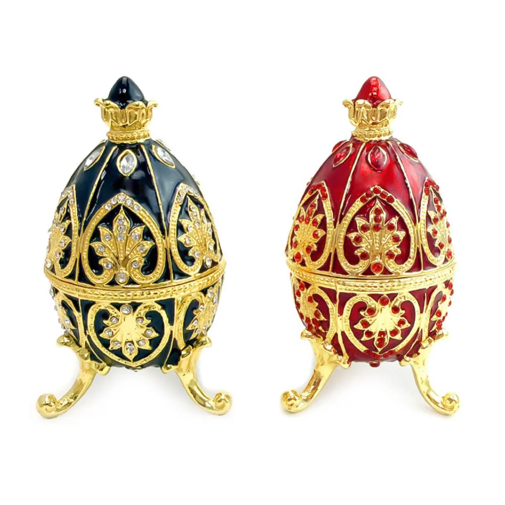 Креативный русский faberge яйцо роскошные украшения на пасхальную тематику яйцо окрашенная коробка на подставке набор с эмалью и кристаллами фигурка безделушка подарок