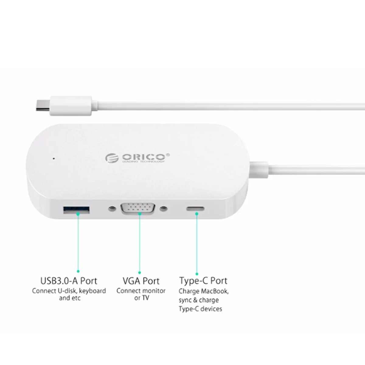 ORICO USB C концентратор type-C для VGA type C USB3.0 PD адаптер разветвитель 4k 1080P для MacBook samsung Galaxy Аксессуары для портативных ПК