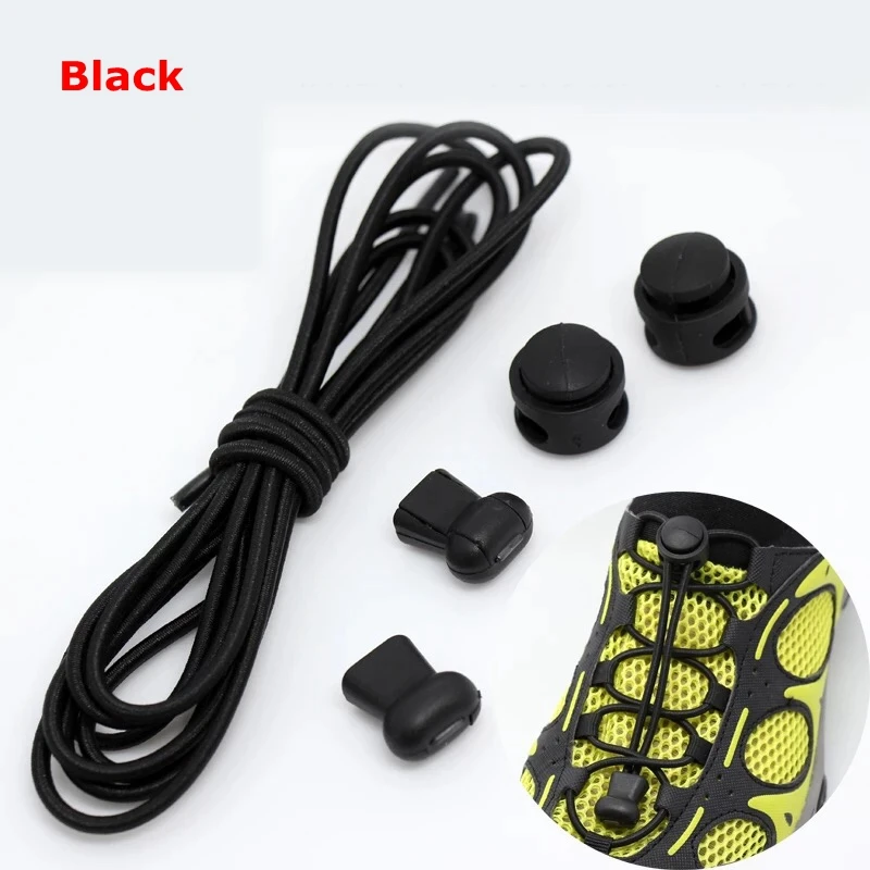 T1-Black 1 пара шнурков без галстука, эластичные шнурки для обуви, детские кроссовки для взрослых, быстрая шнурка, шнурки для ленивых ботинок, 15 цветов, полукруглые шнурки, chaussure - Цвет: T1-Black