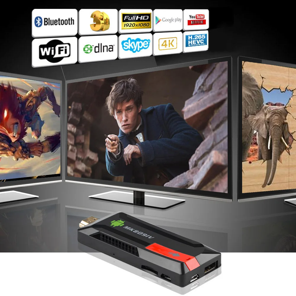MK809 IV RK3229 четырехъядерный процессор 2 ГБ 16 Android TV мини ПК 4K 5 1 приставка для