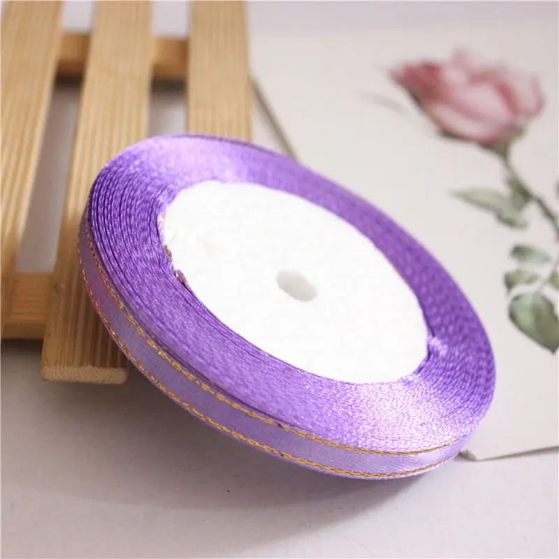 light purple Золотая лента, атласная проволока, 6 мм, 25 ярдов, 22 метра, сделай сам, ремесло, украшение для свадебной вечеринки, подарочная упаковка, товары для скрапа - Цвет: light purple