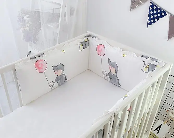 180CM Baby Bed Bumpers Cotton Print U-Shaped Crib Around Cot Protector Cushion Infant Anti-collision Pillow Newborn Room Decor