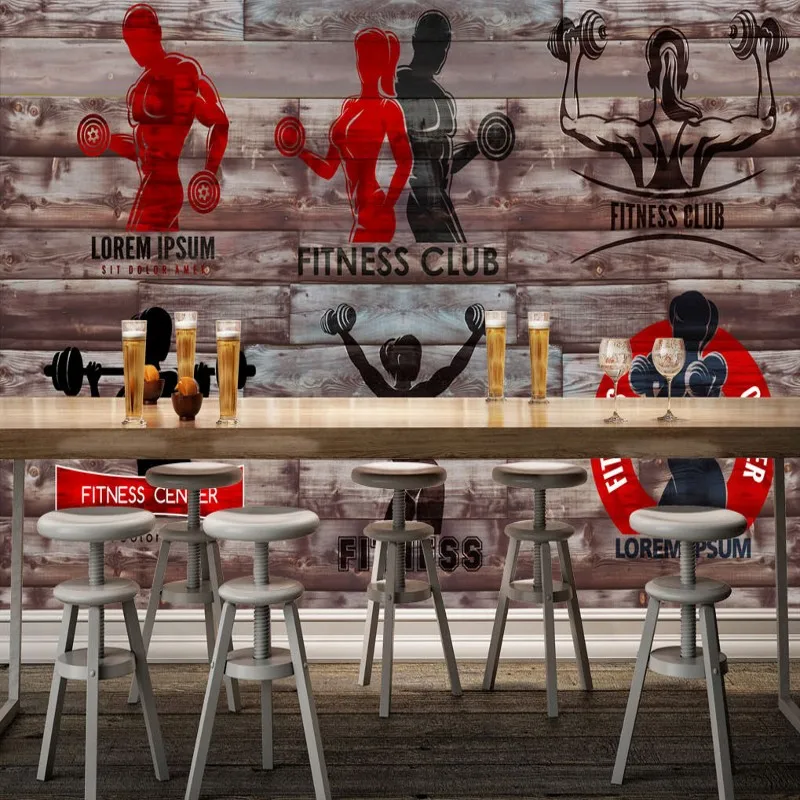 

Custom mural 3D Stereo Gym hand painted wooden engraving background wall decoration painting lobby wallpaper custom mural
