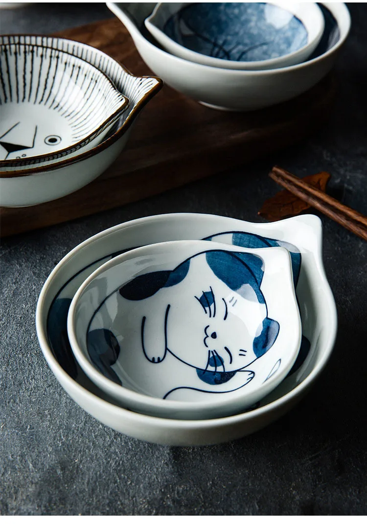 Креативная японская керамическая миска hefeng с мультяшным котом, ручная роспись, семейная миска для риса, Детская миска для риса, миска для приправ, миска для погружения