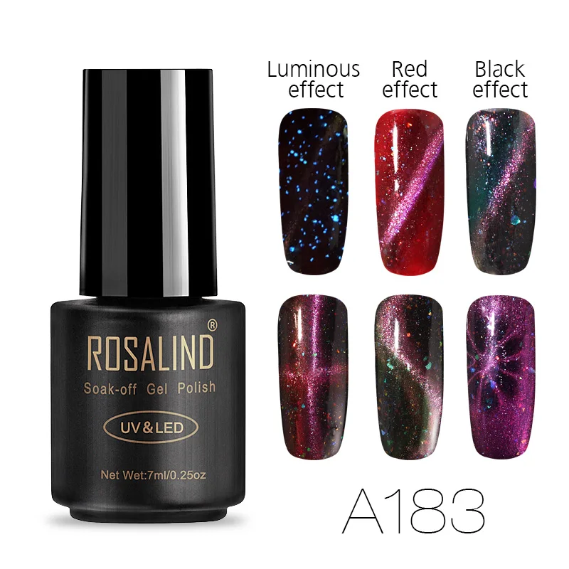 RAA183 ROSALIND 7 м лак для ногтей магнит кошачий глаз замочить от полу Vernis Перманентный голографический Блеск Гель lacuqer УФ светодиодный лак - Цвет: RAA183