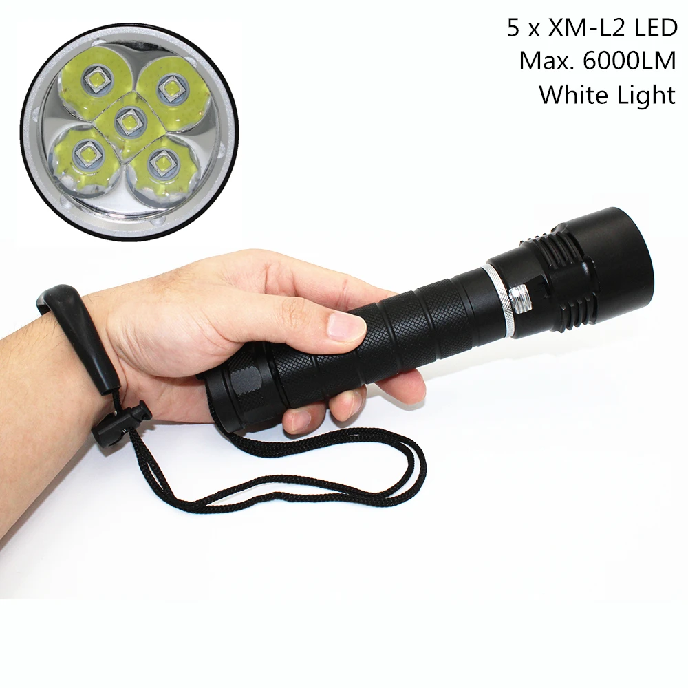 Подводное погружение фонарик Свет факел 5x XM L2 светодиодный подводный водонепроницаемый Дайвинг лампа lanterna