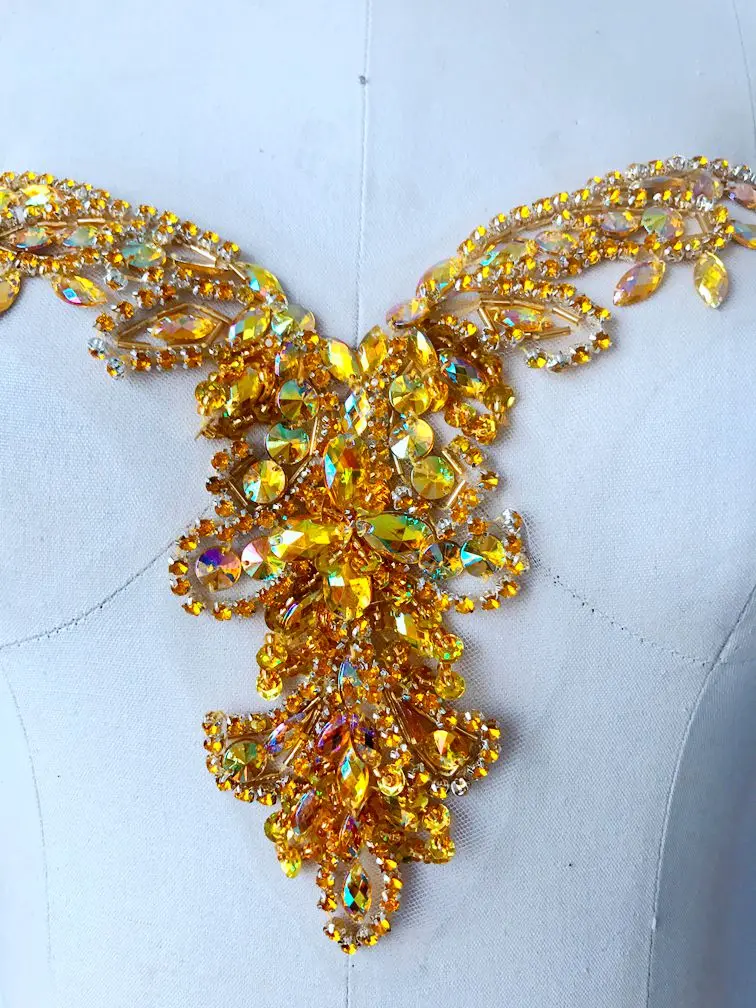 Аппликация Стразы ручной работы из чистого золота нашивки с сетчатыми