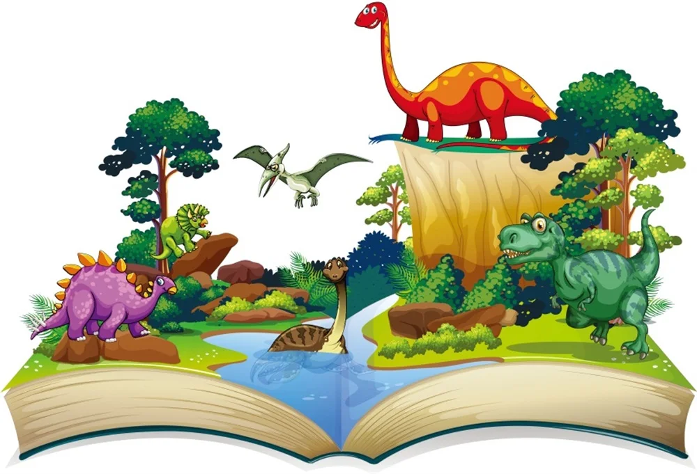 Laeacco мультфильм книга динозавр вечерние ринка портрет живописные