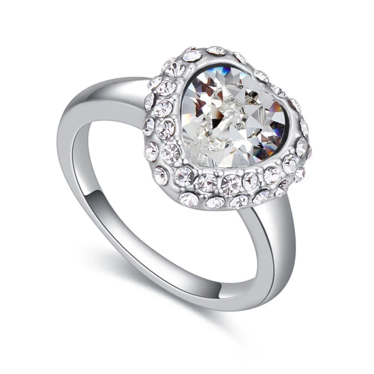 Модные Кристаллы от Swarovski кольца, свадебные украшения очаровательного природного ландшафта кольца в форме сердец для Для женщин Серебряный Цвет вечерние Новое поступление, подарок при покупке - Цвет основного камня: 1