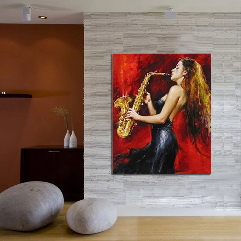 Картина на холсте ручная работа портреты картина маслом Джазовый саксофонист 24x36