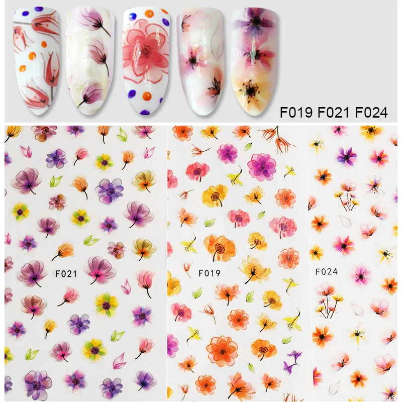 Red Petals 3 листа/набор наклейка с изображением лепестков украшения Цветущий цветок 3D дизайн ногтей наклейка клей наклейка s для ногтей Дизайн Советы - Цвет: Red Petals