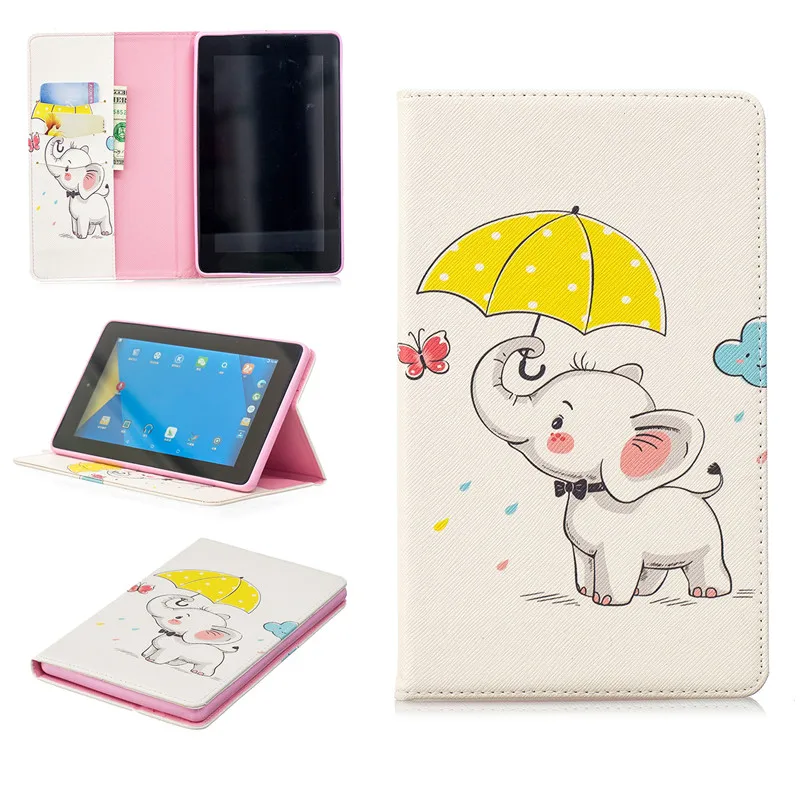 Новый мультфильм тонкая Tablet Case для Amazon Kindle Fire 7 2017 искусственная кожа Стенд чехол