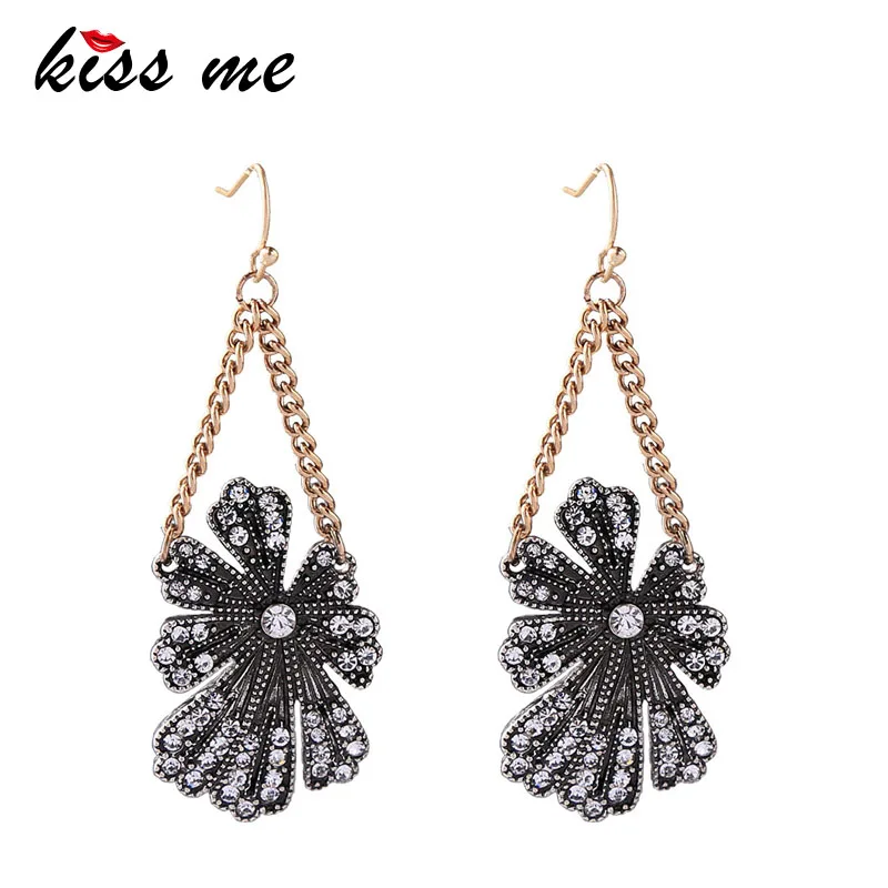 Женские серьги подвески с кристаллами KISS ME Винтажные из сплава в Корейском стиле