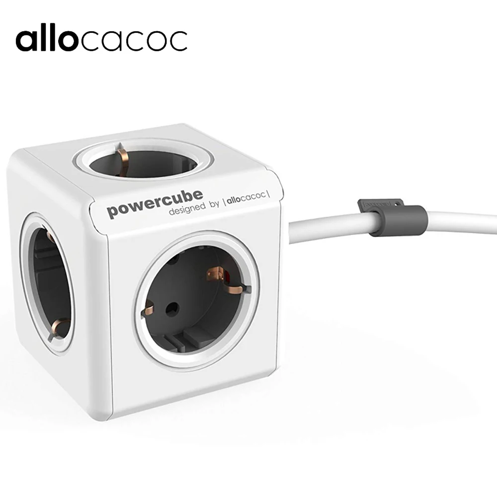Розетка Allocacoc PowerCube с 4 розетками переходник двумя USB-портами и кабелем 3 м |