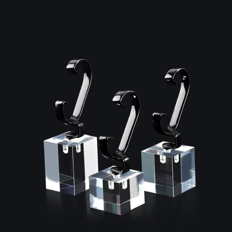 

3 pcs Clear Acrylic Watch Display Holder Black Rubber C-Circle Watch Display Stand Perfect Quality