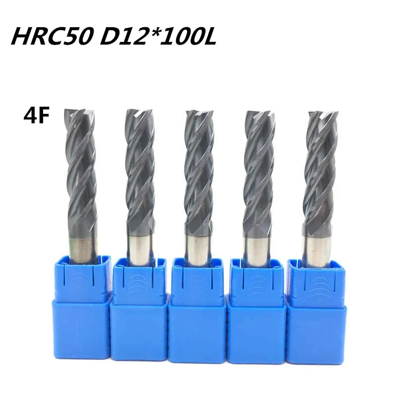 Фрезы квадратные из карбида HRC50 4 канавки диаметр 12 мм 5 шт. 4F-D12 * 100L | Инструменты