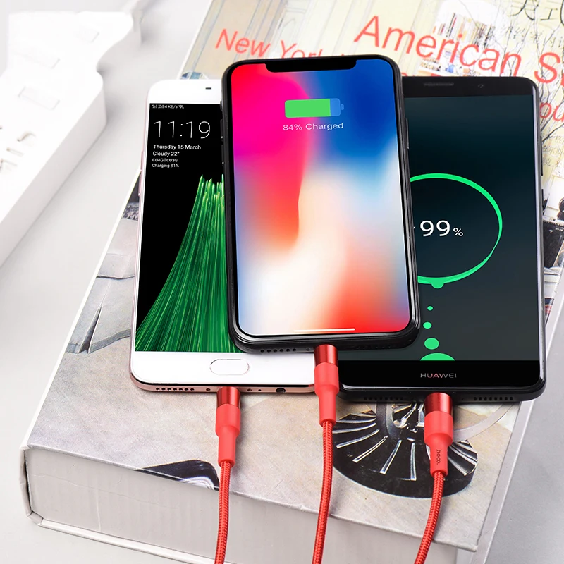 НОСО автомобильное зарядное устройство 3 в 1 USB кабель для передачи данных iPhone X 8 7 6
