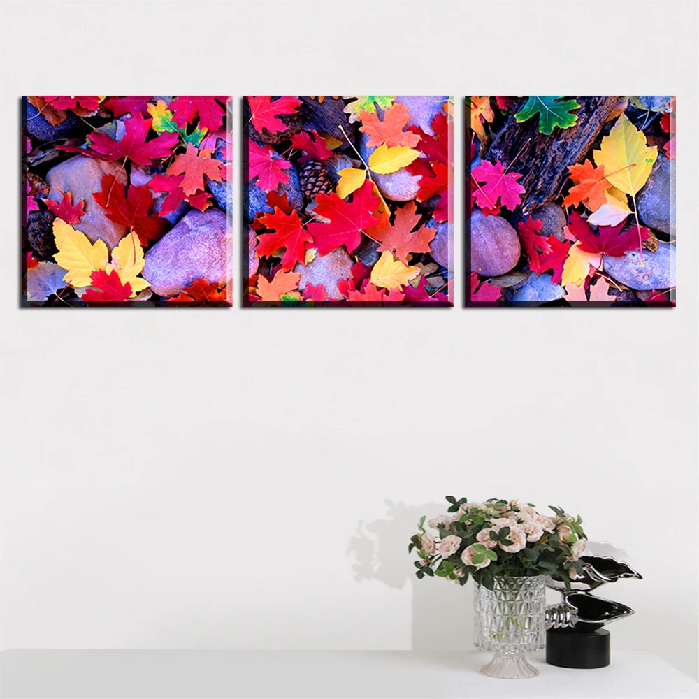 

Modern Modular Frameless Oil Painting Canvas Print Poster Home Decoration Art Charm Picture Pattern of Colorful Leaves for Wall