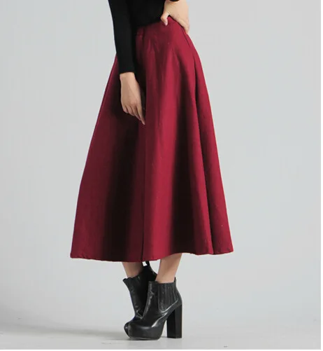 2015 весенне-зимние женские шерстяные юбки тонкие с талией большие размеры толстые