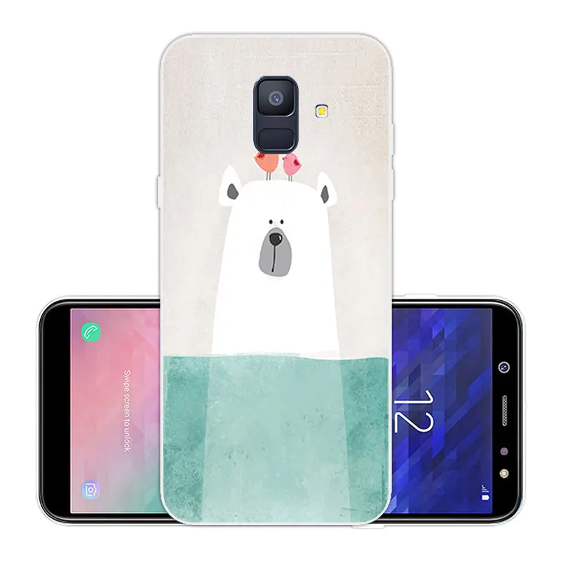 5.6&quot for Samsung Galaxy A6 (2018) Fashion Clear Silicone Pink Back Phone Cover Case A600G Ultrathin Gel Fundas Capa |