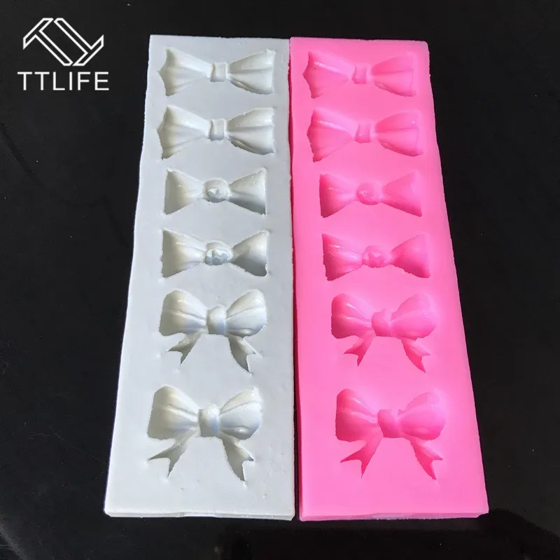 TTLIFE 6 отверстий силиконовая форма в виде бантиков Fondant(сахарная) торт домашний декор инструменты шоколад мастика выпечка печенья кухонные формы аксессуары