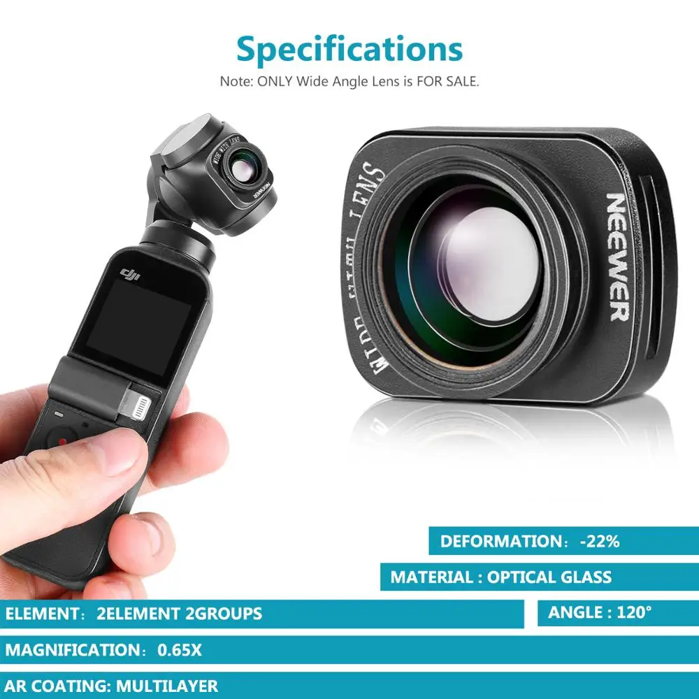 Neewer Широкий формат объектив для камеры DJI Osmo Карманный карданный 3 осевой