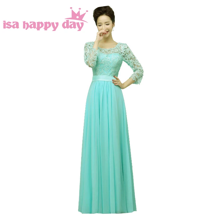 2020 женские длинные мятно голубые шифоновые платья с рукавами для подружек
