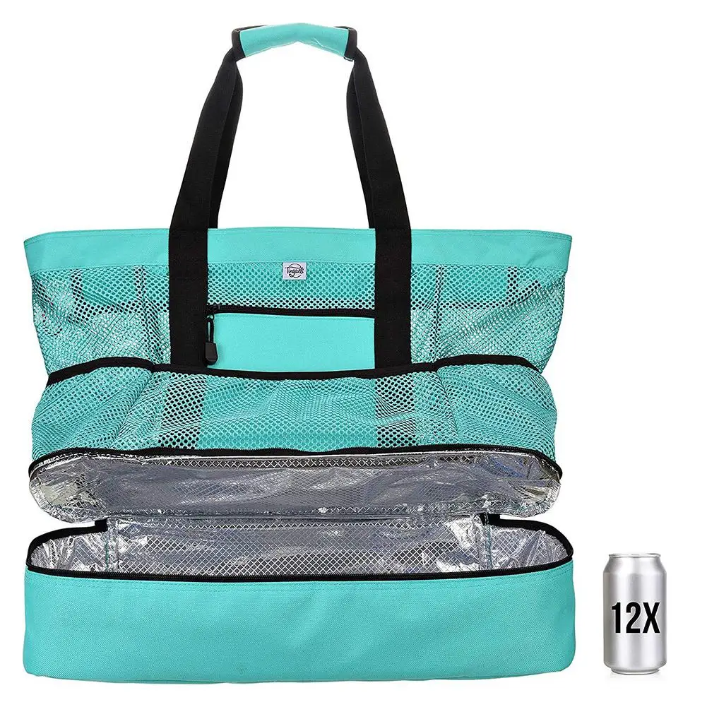 2020 Большая вместительная сетчатая холщовая пляжная сумка многофункциональная