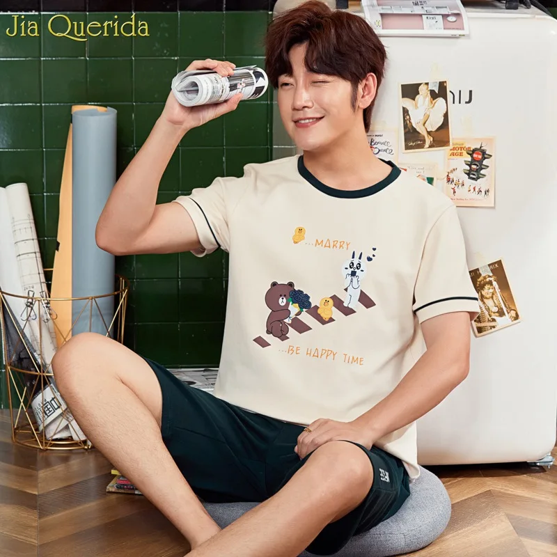 Пижамный костюм для пары Новинка 2019 года летние штаны с короткими рукавами