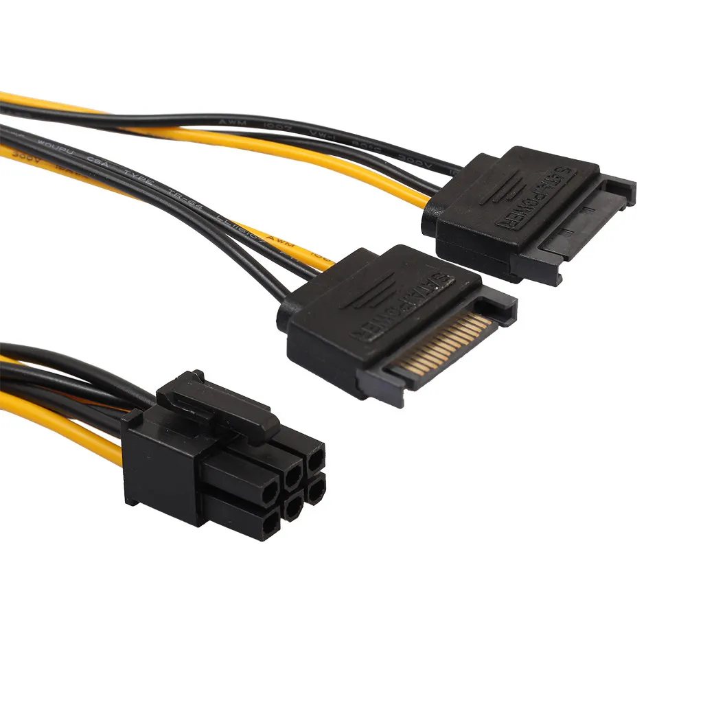Кабель адаптера питания SATA 15 Pin папа к PCI E Express 6Pin видео карта кабель Прямая
