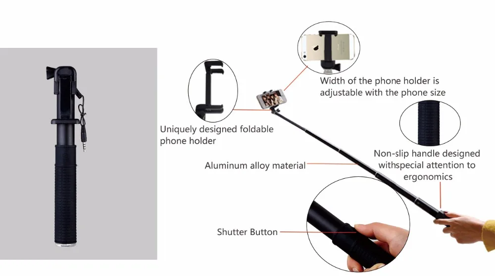 Новый материал более низкая цена кабель selfie палка для смартфонов популярный