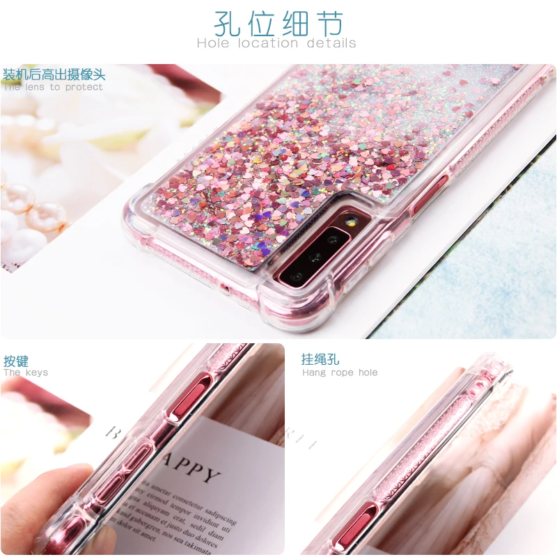 Shell Protection For Samsung Galaxy A3 A5 A6 A7 A8 Plus 2016 2017 2018 Shine Liquid Quicksand Dynamic Back Clear Cover |