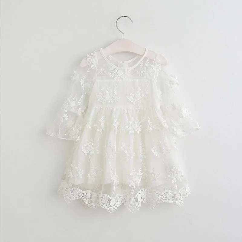 Летние кружевные платья с цветочным узором для девочек платье из вуали маленьких