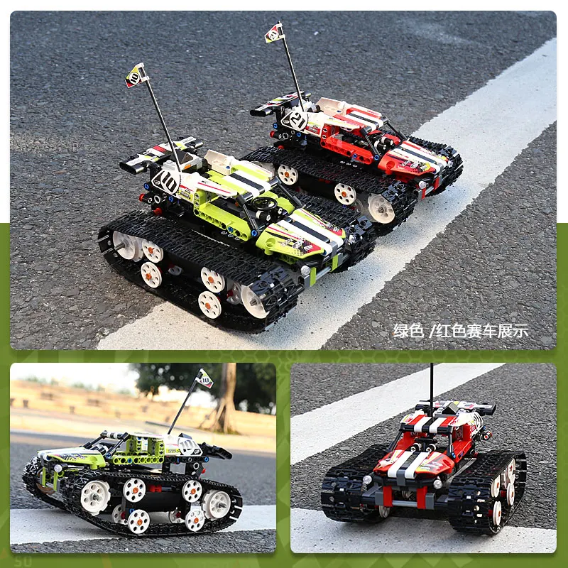 Technic RC Гусеничный гоночный автомобиль строительные блоки Электрический Мотор мощность дистанционное управление функция кирпичи автомобиль игрушки для детей