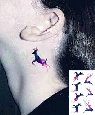 

Waterproof Temporary Tattoo Sticker small deer tattoo elk wapiti moose on ear tatto flash tatoo fake tattoos for child girl