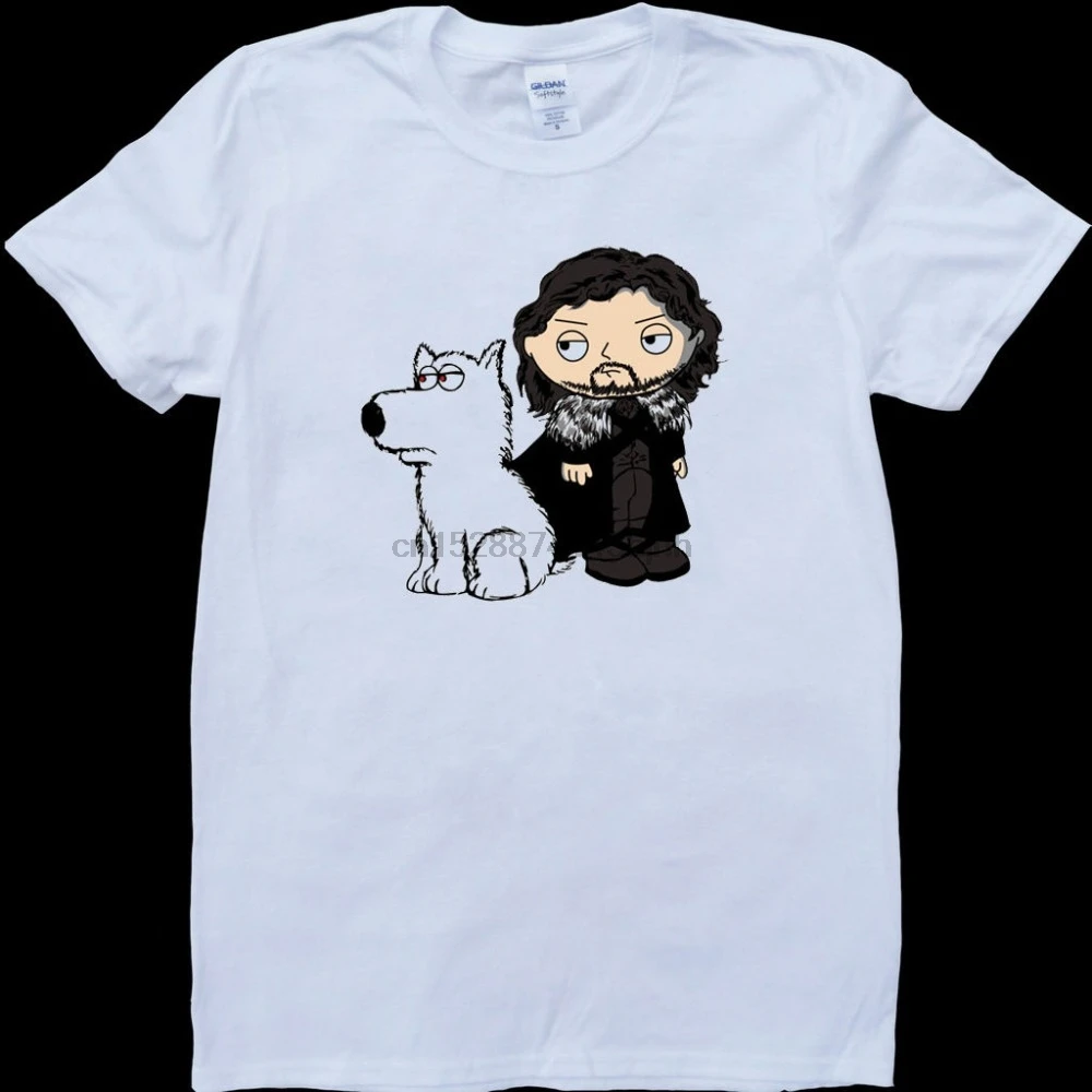 2019 новый короткий рукав Повседневный Stewie Griffin Jon Snow Direwolf Игра престолов белый