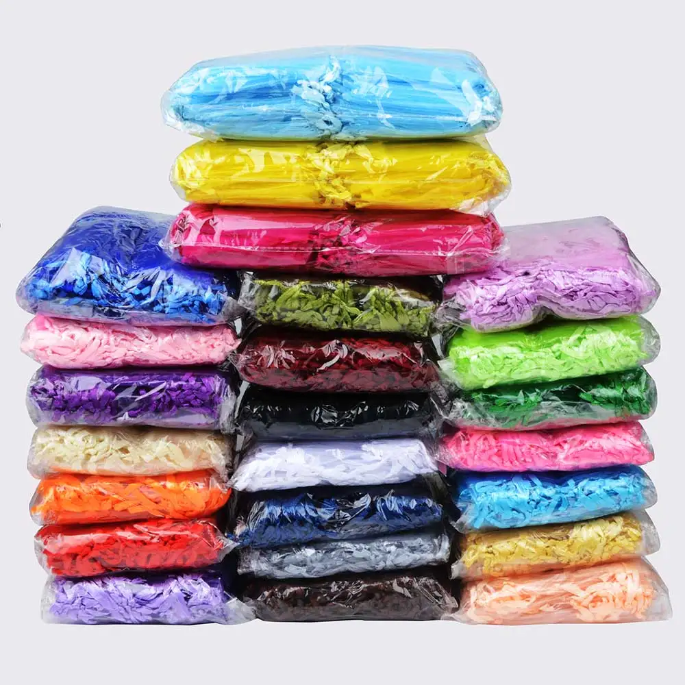 Random Mixed color 500 шт./лот,, сумки из органзы 7x9 9x12 10x15 13x18 см, свадебные подарочные сумки, вечерние сумки для ювелирных изделий - Цвет: Random Mixed color