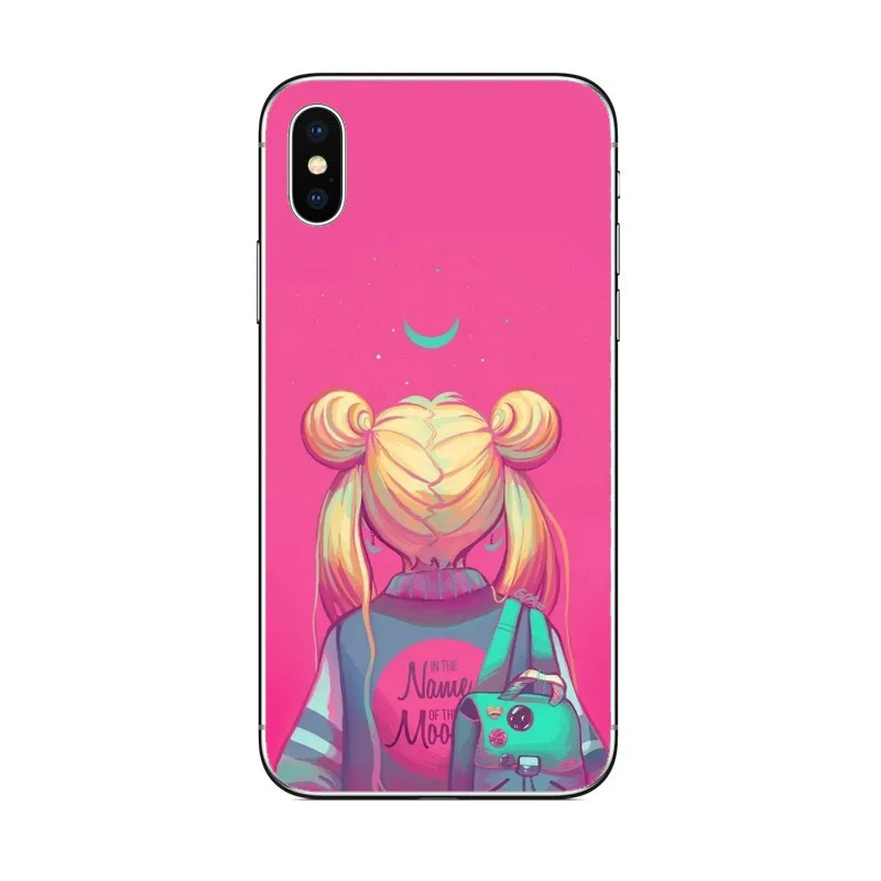 Сейлор Мун Луна узор мягкий силиконовый чехол для телефона iphone XS XR MAX X10 5 5S 5SE 6 6S 7