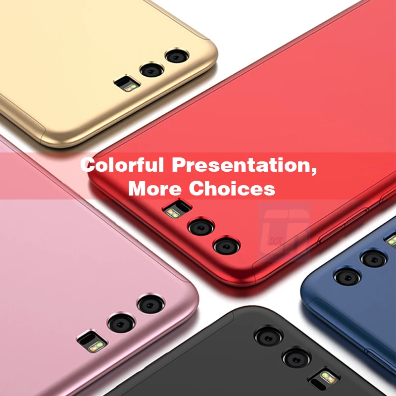 DCR 360 Degree Full Cover Cases for Huawei P9 P10 P20 Lite Plus Phone Case Pro Protection Glass Bag |