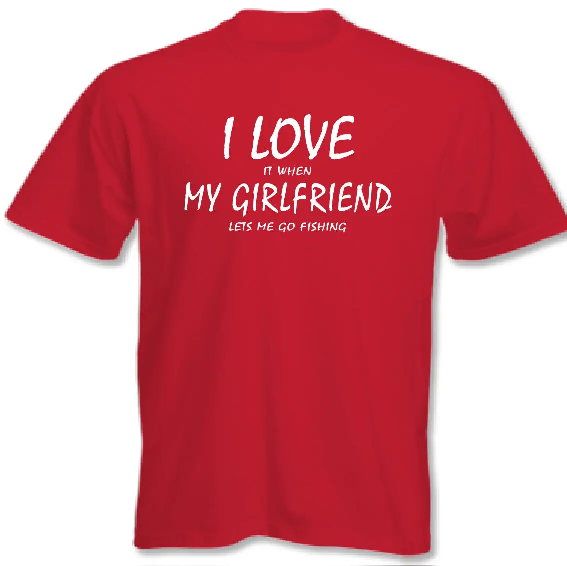 I Love My Girlfriend Fishing ~ Мужская забавная футболка с круглым вырезом летняя