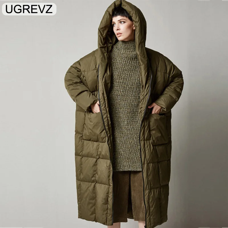 YU-L012Green Женские Модные пуховик с капюшоном теплый длинное пальто плюс Размеры женские парки с гусиным пухом для Для женщин - Цвет: YU-L012Green