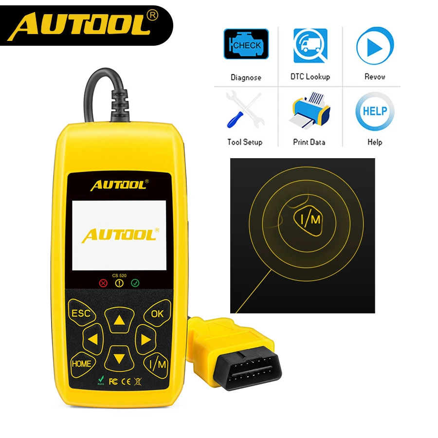 AUTOOL автомобильной OBD2 сканер штрих кода автомобиля прозрачный OBD 2 II кодов тестер