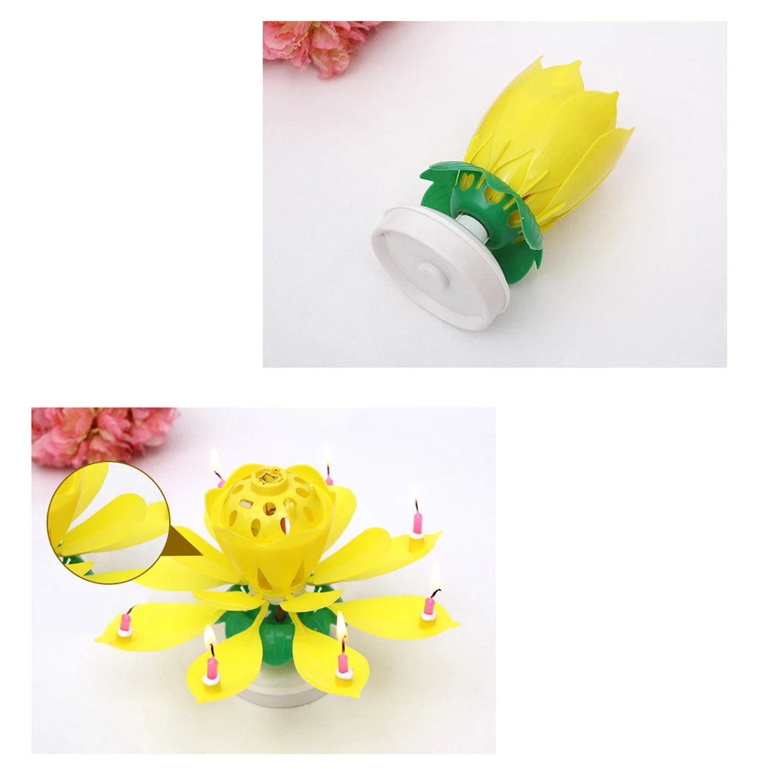 Полезный день рождения свечи Красивый Музыкальный цветок лотоса с днем подарок
