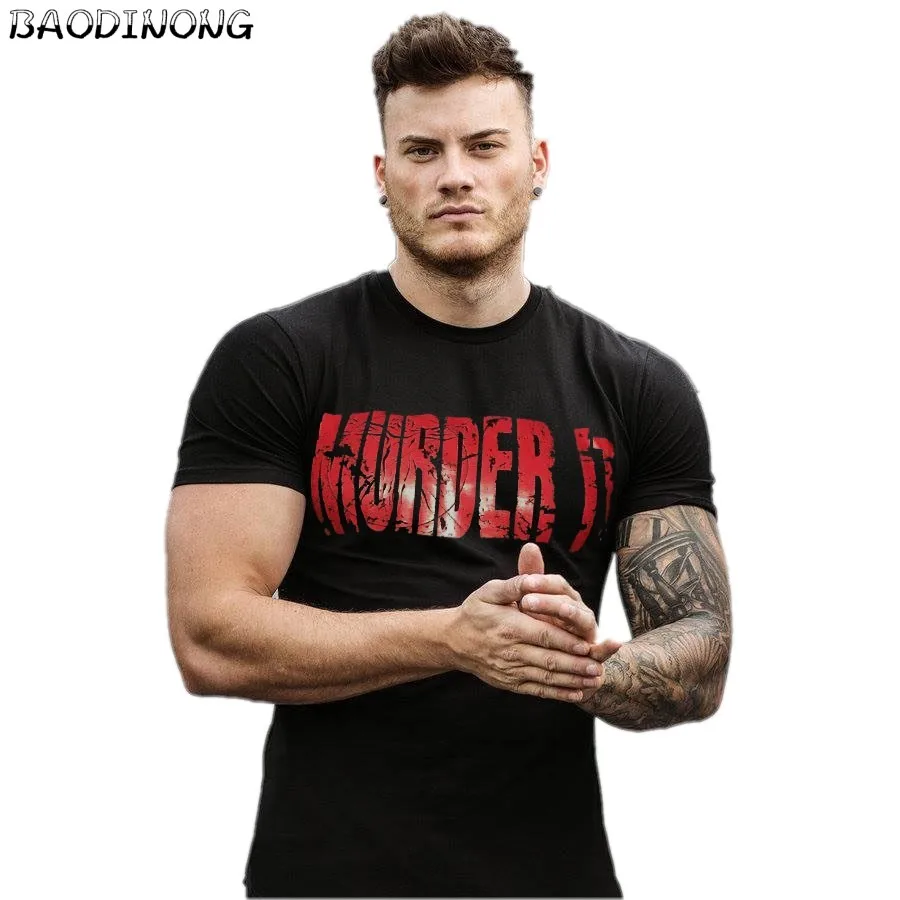 Baodinong брендовая одежда тренажерные залы Tight Футболка Мужская Фитнес Homme Каратель