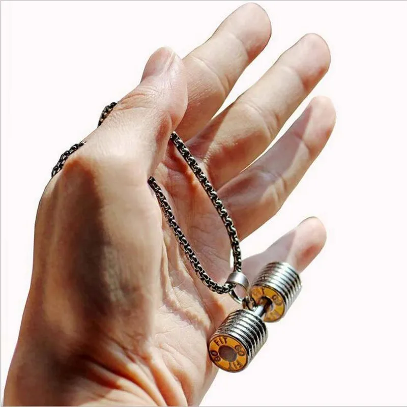 Цепочка с подвеской штангой для мужчин ожерелье золотистого черного и