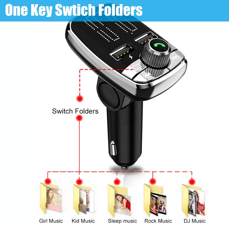 JINSERTA Remote control Car Kit MP3 Player Handsfree Bluetooth 5.0 FM Transmitter Dual USB Charger TF Flash Music Play | Автомобили и