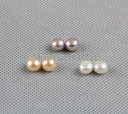 Бусины Из Натурального пресноводного жемчуга 3 пары белые розовые фиолетовые